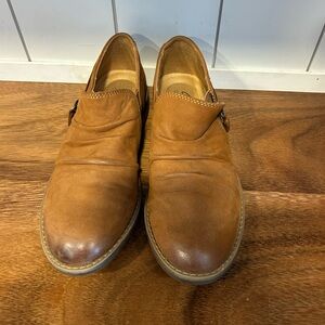 Clarks Tan Leather Slip-On Loafers